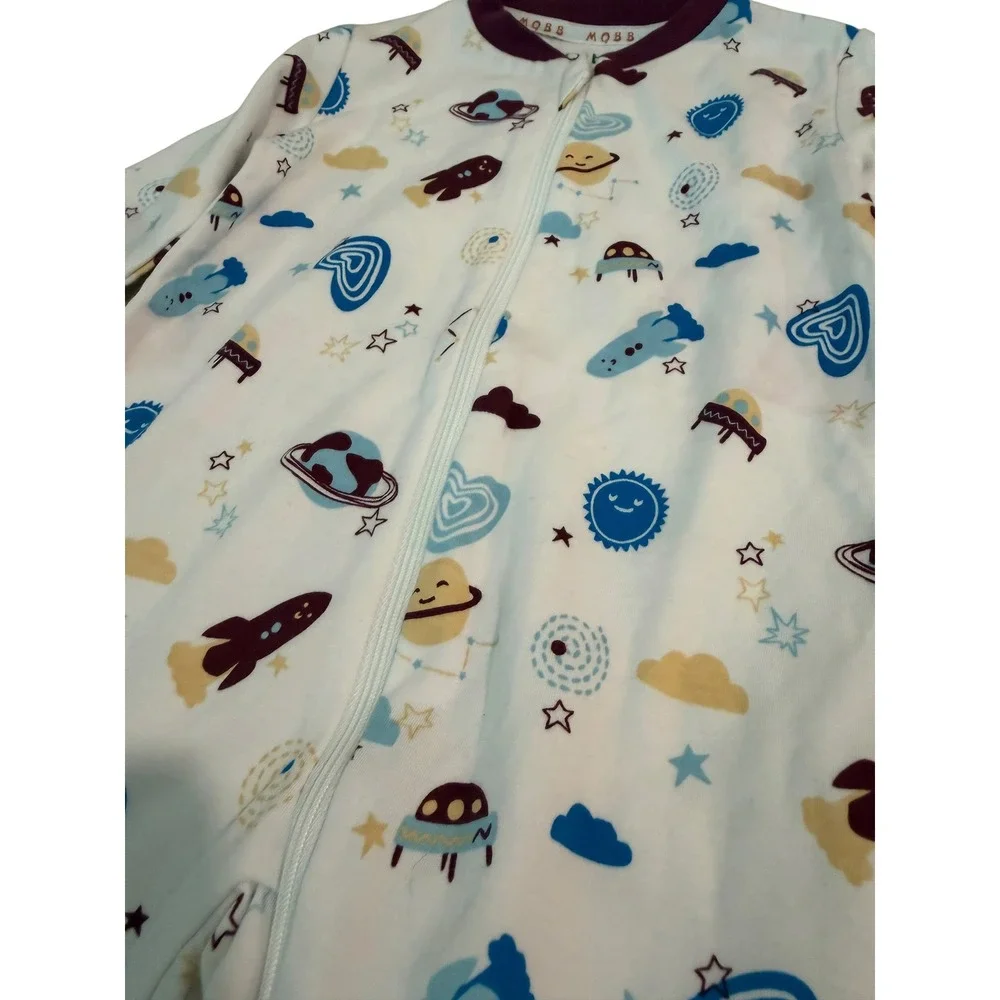 Marque Baby MQBB White Space Footed Sleeper Galaxy Print Organic Cotton EUC 12M